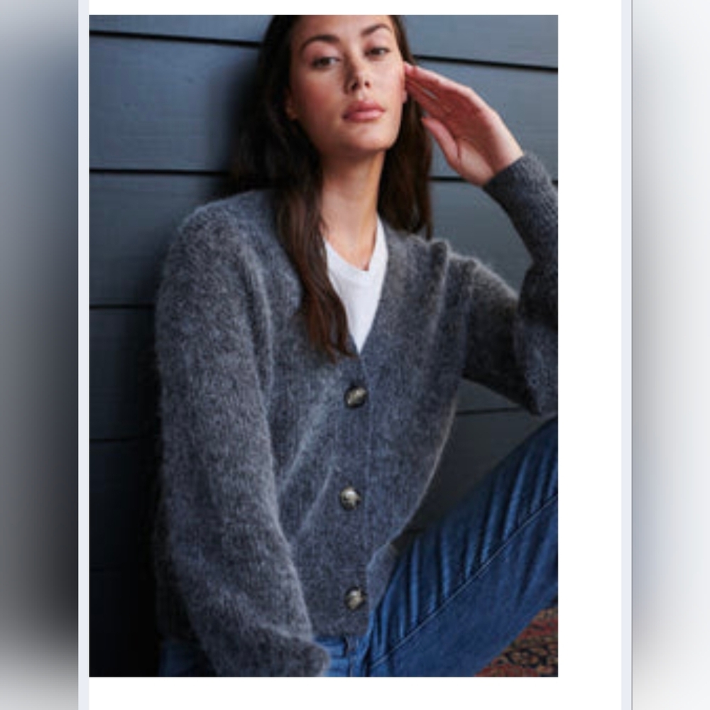 Quince Dark Grey Alpaca Button Up Sweater